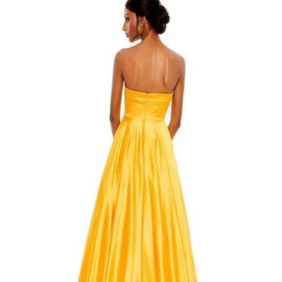 Mac Duggal BOW SWEETHEART STRAPLESS A LINE GOWN size 16 Marigold (67995) Dress - Picture 5 of 12
